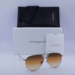 Victoria Beckham VB208S 702 Aviator Sunglasses – Gold/Brown Gradient